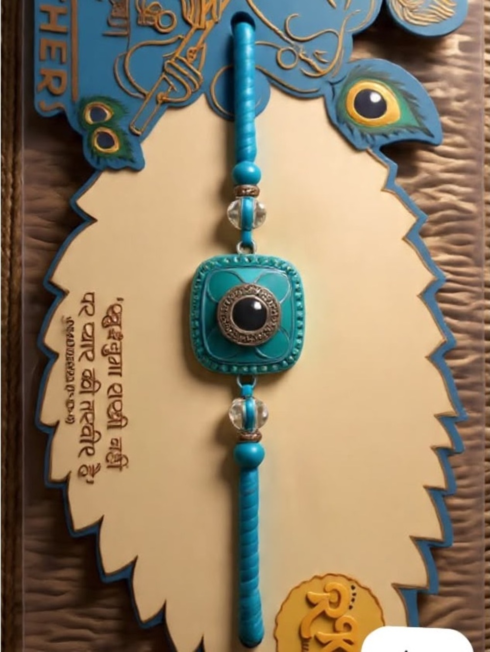 Turquoise Beaded Pendant Bracelet - Unbranded